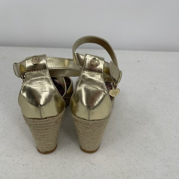 Stuart Weitzman Layette Caye  Sandal Wedge shoes Gold big Girls Size 1 US (EU32) - Picture 6 of 7